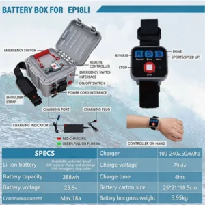 24V electric SUP fin motor battery box parts and accessories overview