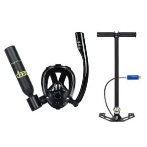 DOT Certified 0.5L Mini Scuba Diving Tank Set with Full Face Snorkel Mask, High-Pressure Aluminum Air Cylinder for Underwater Exploration
