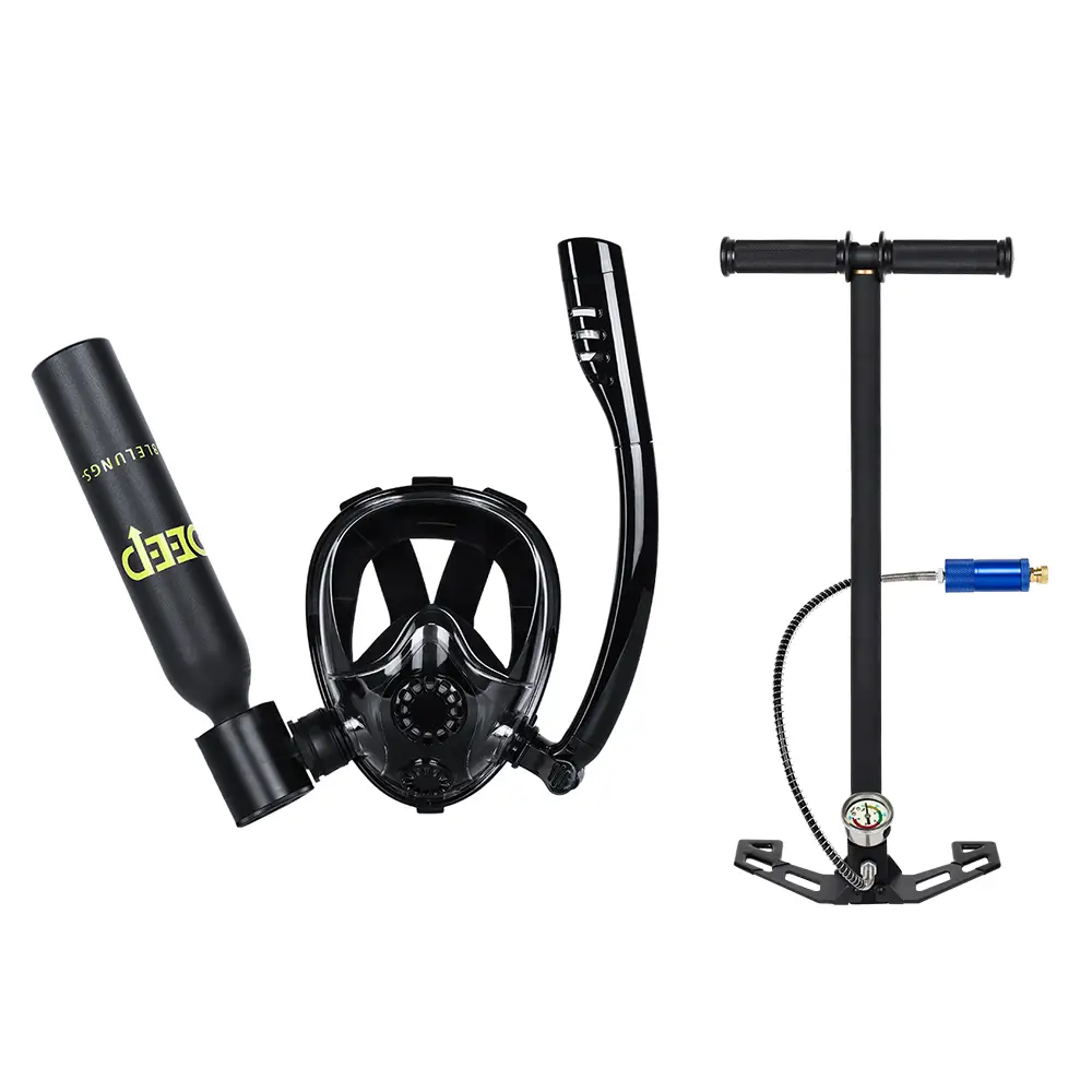 dot-certified-0-5l-mini-scuba-tank-full-face-snorkel-mask DOT Certified 0.5L Mini Scuba Diving Tank Set with Full Face Snorkel Mask, High-Pressure Aluminum Air Cylinder for Underwater Exploration