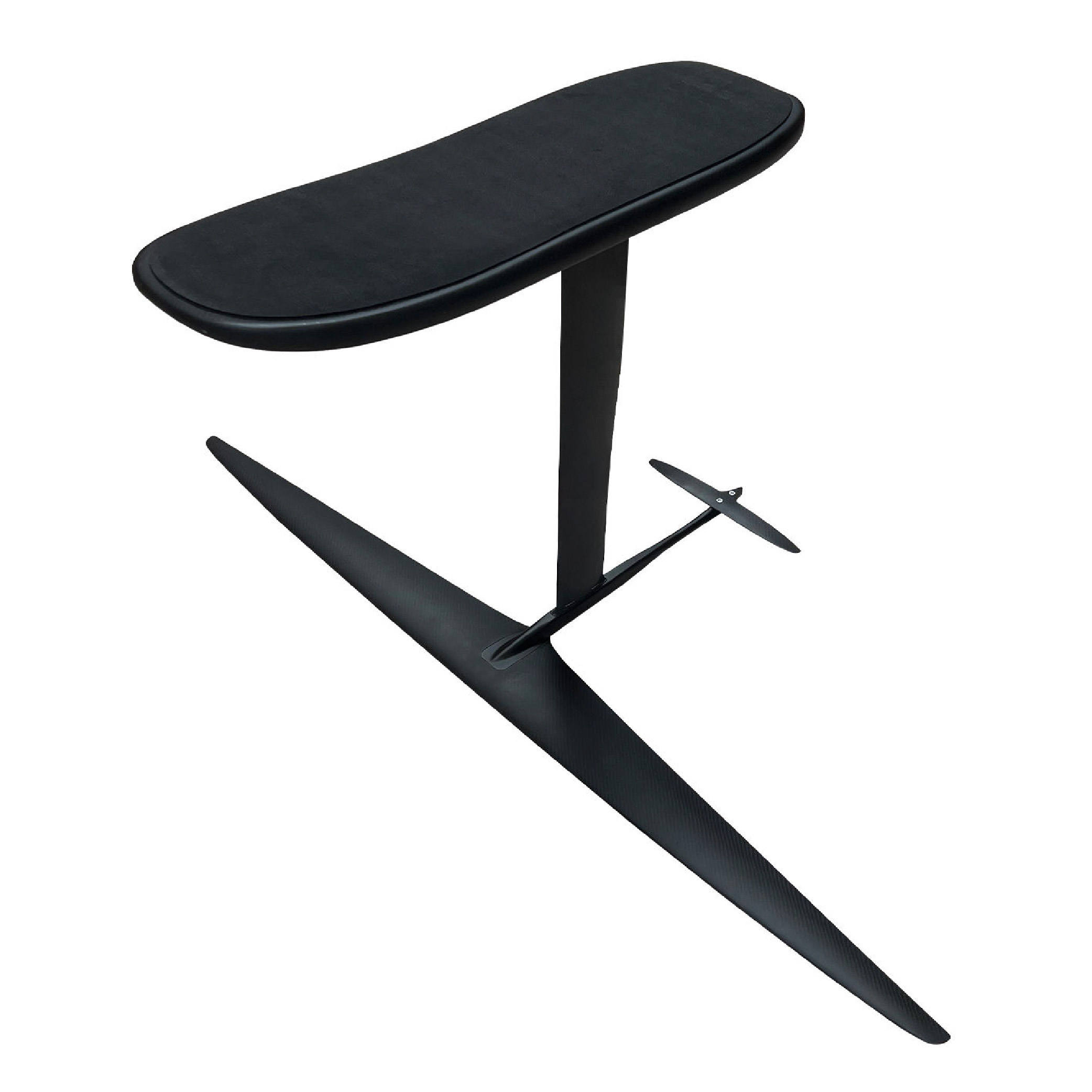 cy1700-assembled-carbon-surf-hydrofoil-full-kit-white-background Fully assembled CY1700 high strength carbon fiber surf hydrofoil kit with board platform front and rear wing white background product photo