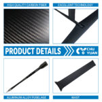 CY1700 carbon fiber surf hydrofoil product detail collage showing carbon fabric texture, aluminum alloy fuselage, carbon mast and production technology