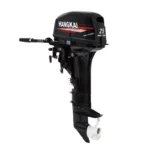 Black Hangkai 25HP two stroke water cooled gasoline outboard motor with tiller handle for inflatable boats