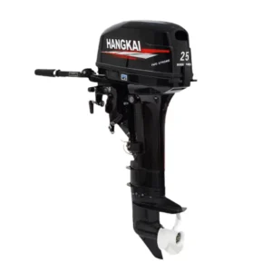 Black Hangkai 25HP two stroke water cooled gasoline outboard motor with tiller handle for inflatable boats