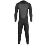Men full length long sleeve neoprene wetsuit black grey chest panel thermal back zip diving suit for surfing snorkeling kayaking