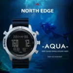 NORTH EDGE AQUA multi-function dive watch promotional banner underwater scuba diver deep sea exploration marketing graphic
