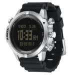 Close up back view NORTH EDGE AQUA dive watch stainless steel case back engraved BUHLMANN ZH-L16C algorithm 100m waterproof scuba dive marking