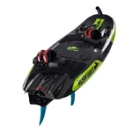 Rush Wave full carbon fiber gas powered jet surfboard real shot 45 degree angle foot bindings blue fins outdoor motor surf equipment