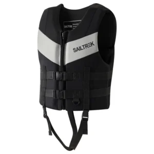 SAILTREK all black unisex neoprene life jacket adjustable buckle flotation safety vest for kayak jet ski wake surfing boating
