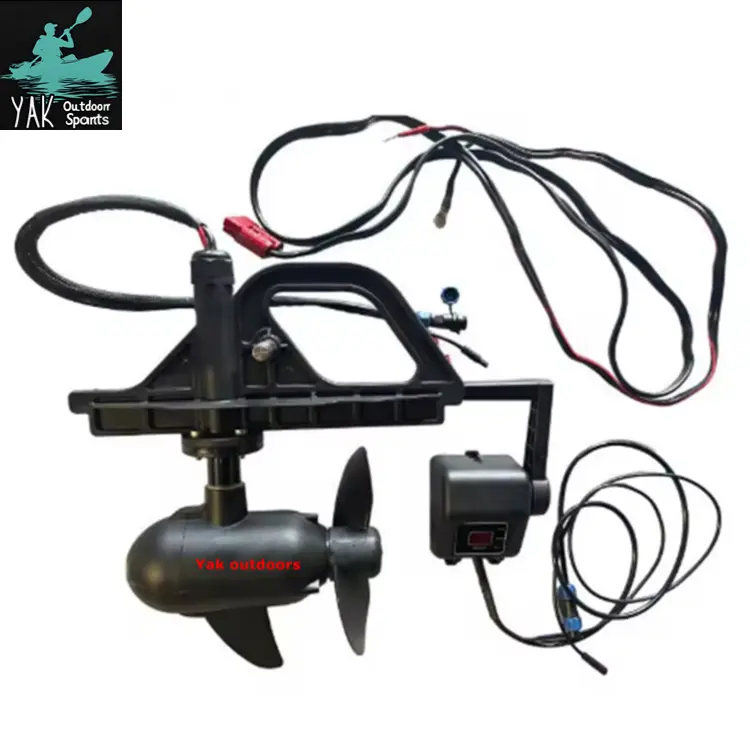 yak-outdoors-complete-kayak-electric-trolling-motor-full-kit-controller-wiring-white-background-main-product-image Complete Yak Outdoors brushless kayak trolling motor full set including mounting bracket propeller digital speed controller wiring harness white background main photo