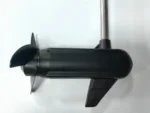 Side view of 3kW 48V brushless trolling motor lower unit and propeller assembly
