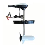 Full side view of 44lb electric kayak trolling motor with underwater propeller unit