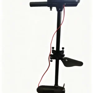 Front view of 44lb waterproof kayak electric trolling motor with aluminum shaft on white background