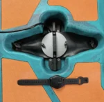Kayak motor hatch cover interior installation base mount