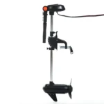 Detail of outboard trolling motor mounting bracket and clamp assembly for boat installation