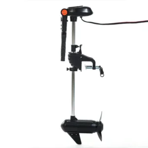 Detail of outboard trolling motor mounting bracket and clamp assembly for boat installation