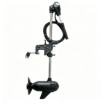 Side view of P500 wide voltage electric outboard motor with transom mounting clamp bracket